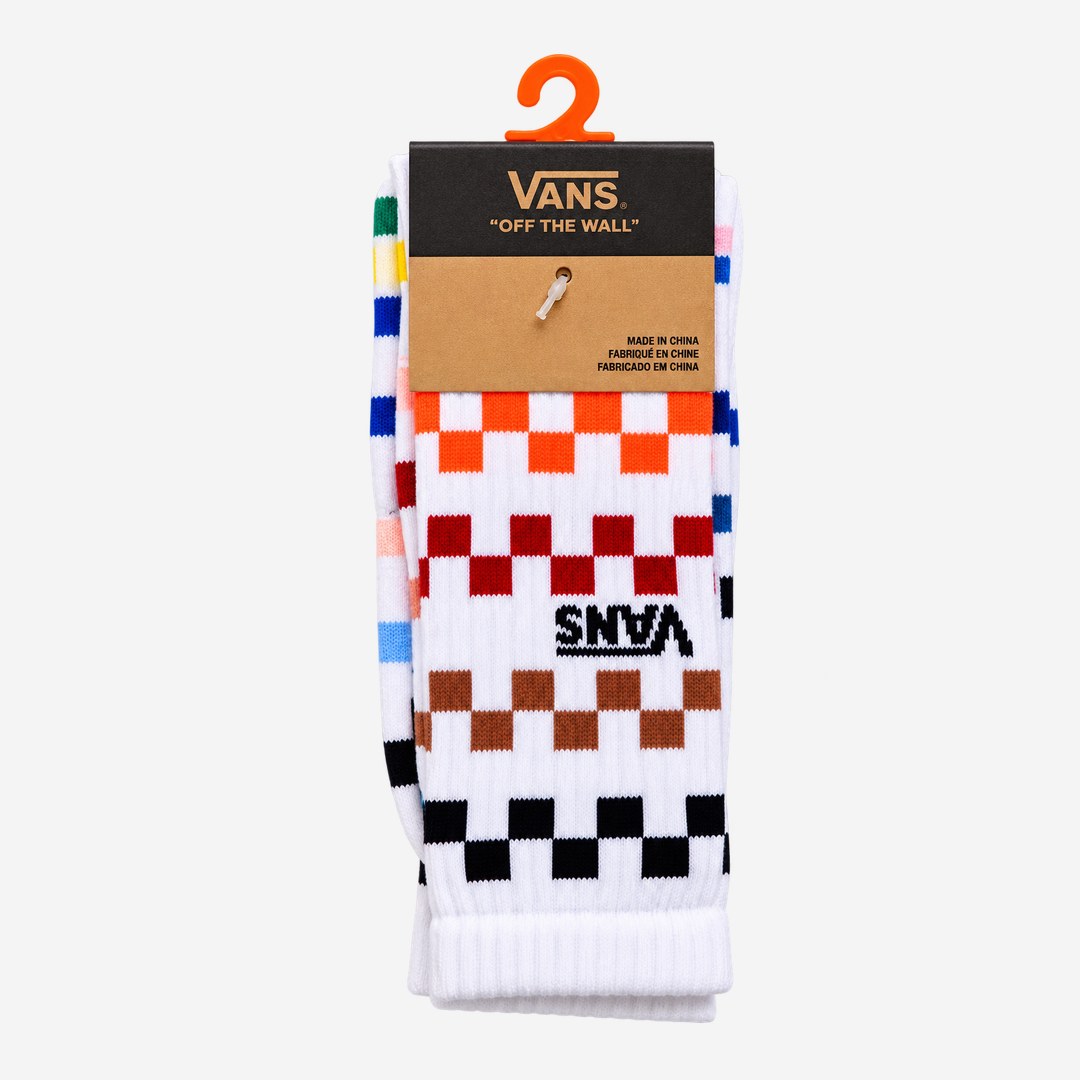 Meia Vans Branca xadrez colorido