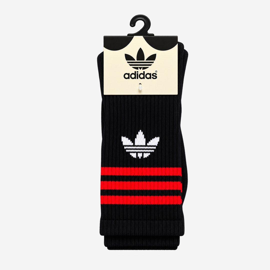 Meia Adidas Preta listras vermelhas