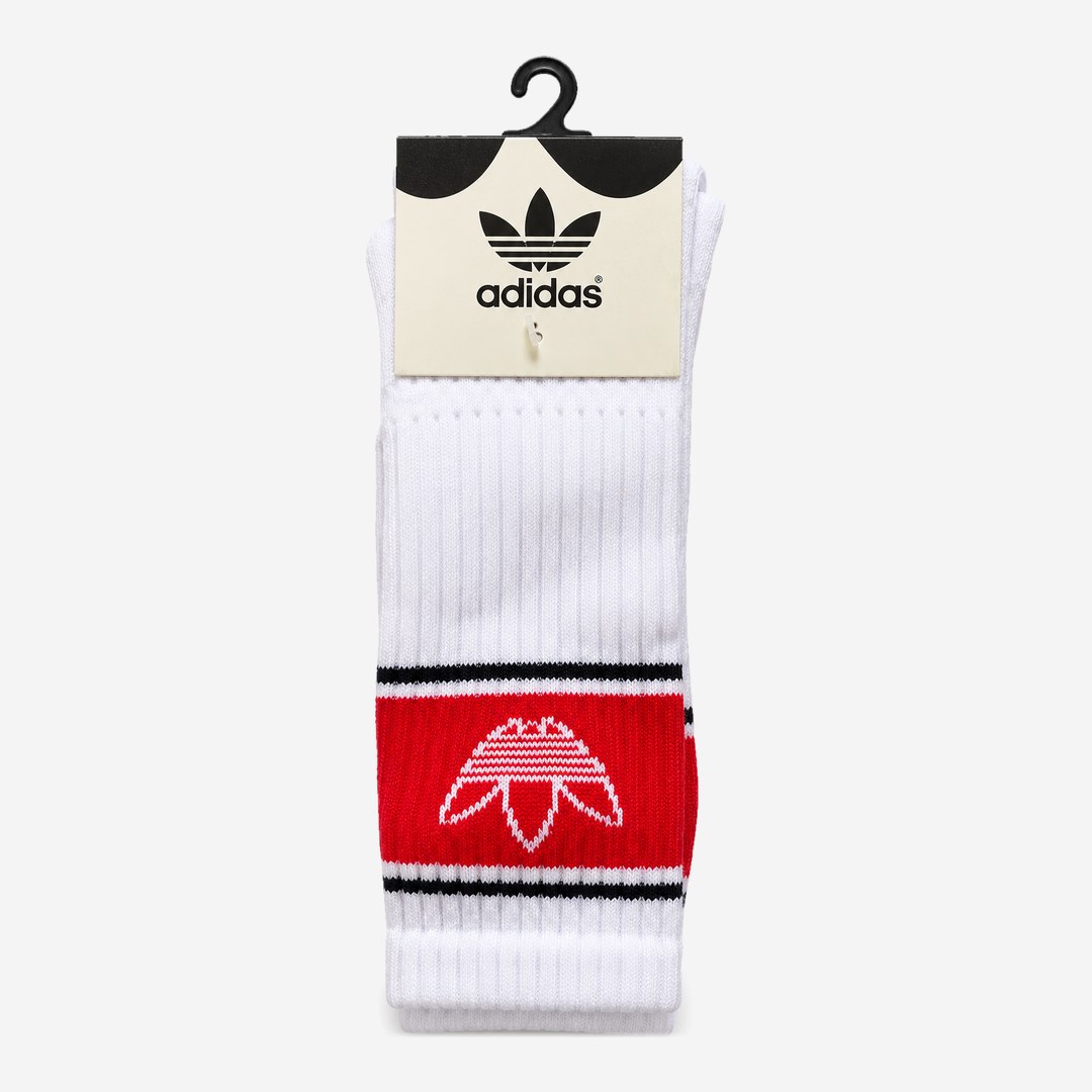 Meia Adidas Branca bloco vermelho