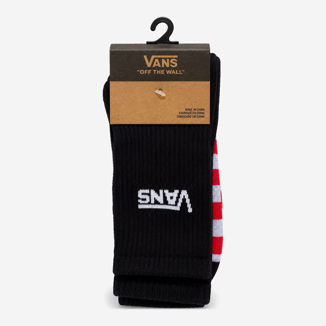 Meia Vans Preta listras vermelhas