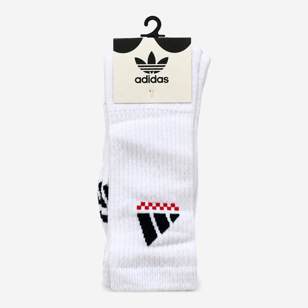 Meia Adidas Branca logo preto e vermelho