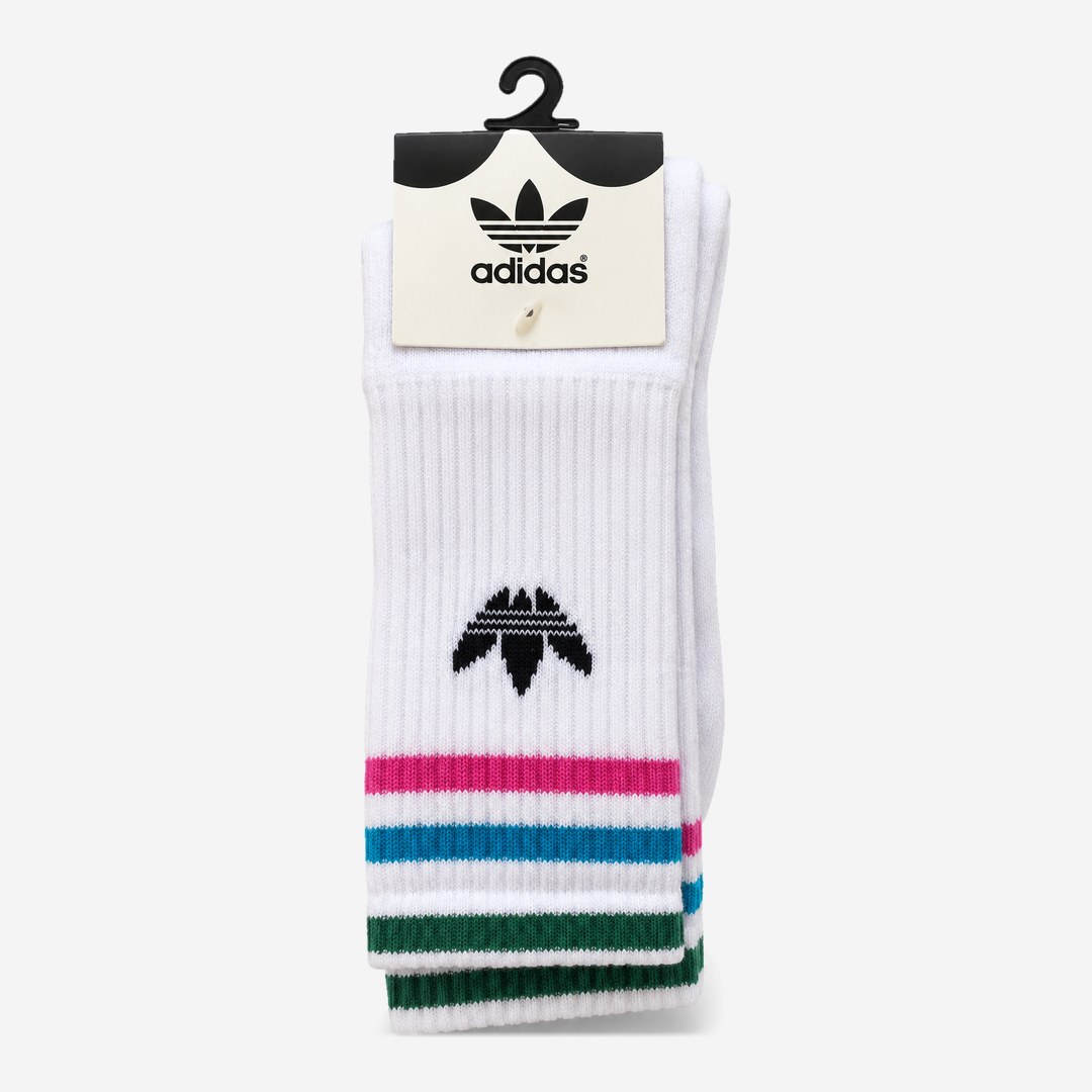 Meia Adidas Branca listras coloridas
