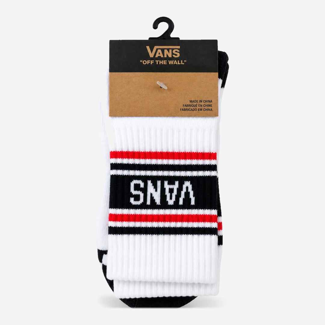 Meia Vans Branca listras vermelho e preto